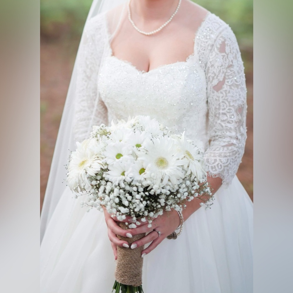 Oleg Cassini organza 3/4 sleeve wedding dress